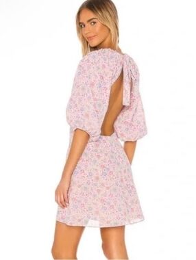 LPA Pink and Blue Ruffled Tiered Dress for Wedding Guest